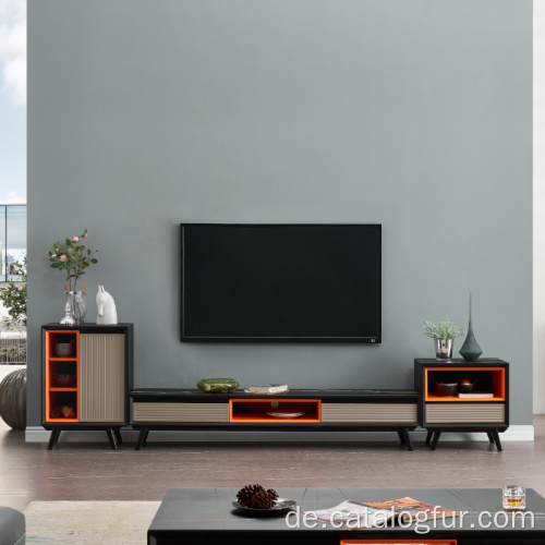 Wohnzimmer-Set Holzschränke Design TV-Möbel mit Couchtisch und Beistelltisch